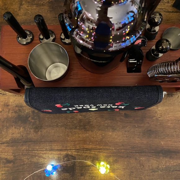 Kate Spade NWT blue multi colored embroidered denim cherry long wallet $135 - Picture 8 of 11